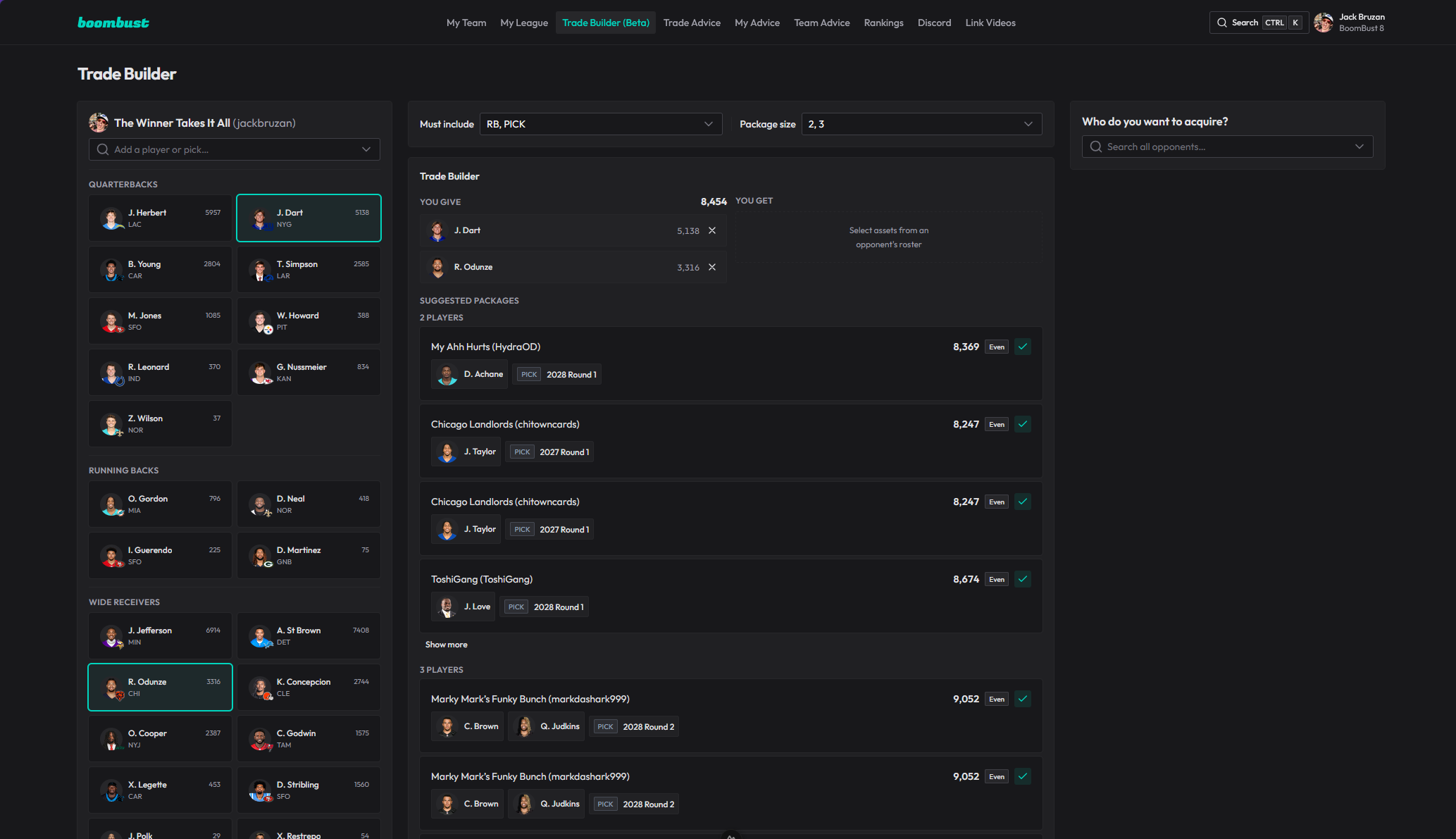 Trade Builder preview